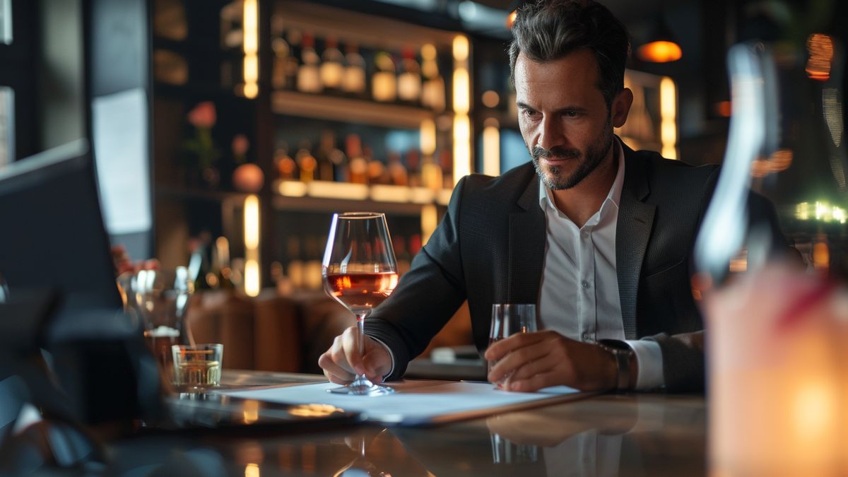 Investor studying market trends and projections for the rosé wine industry.